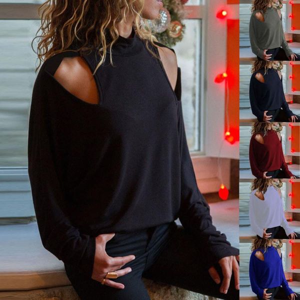 

women's blouses & shirts women long sleeve off shoulder solid color casual shirt easy, White
