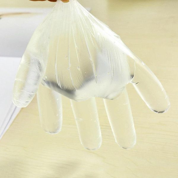 

disposable gloves 100pcs plastic vinyl clear medium allergy latex and powder great for home kitchen aa