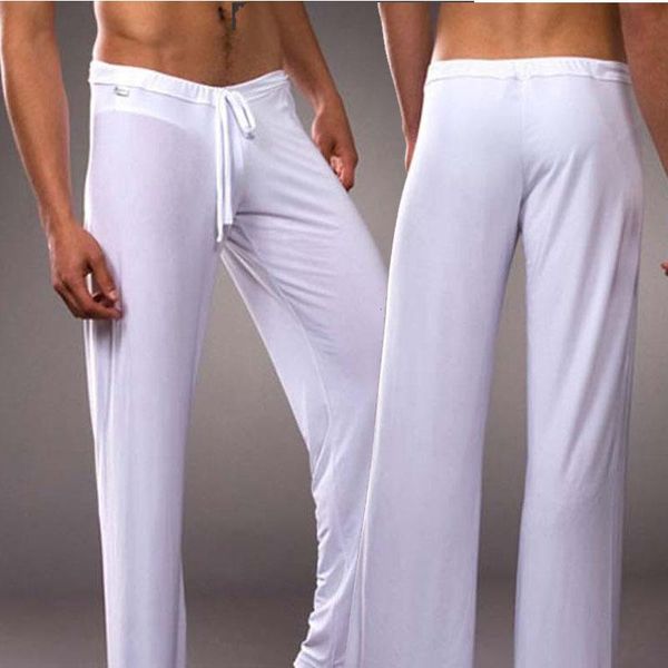 

men's pants home wear thin section milk silk soft dress trousers casual loose stylish, Black