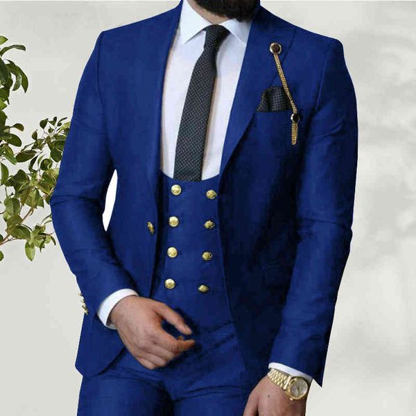 

men's suits & blazers costume homme italian business slim fit 3 pieces royal blue groom prom tuxedos groomsmen blazer for wedding izur, White;black