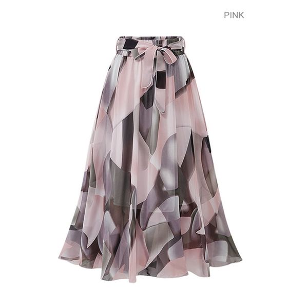 

streetwear women summer skirt elastic high waist jupe femme 5xl plus size falda midi pink black saia bow print floral 850f 210420