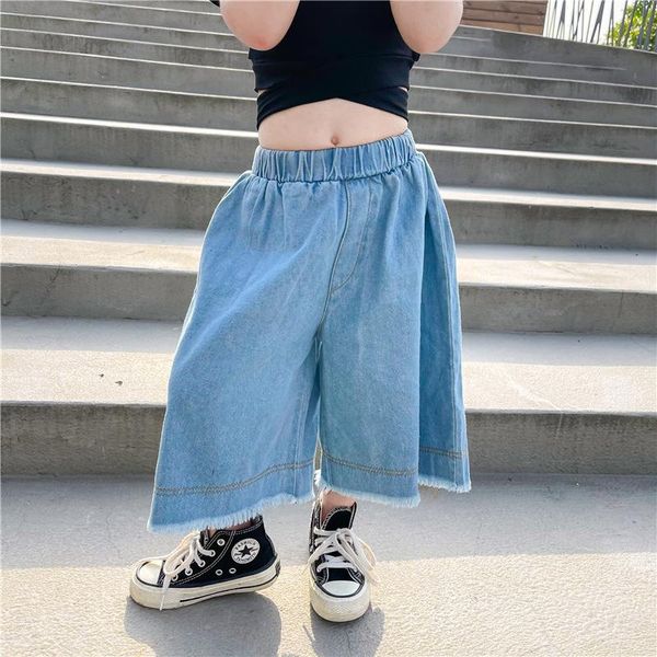 Kot yaz varış kızlar geniş bacak çocuklar Kore tasarım pantolon