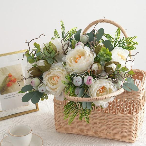 

decorative flowers & wreaths european vntage artificial silk peony 3 heads wedding diy bouquet for party home garden fake flower decoration