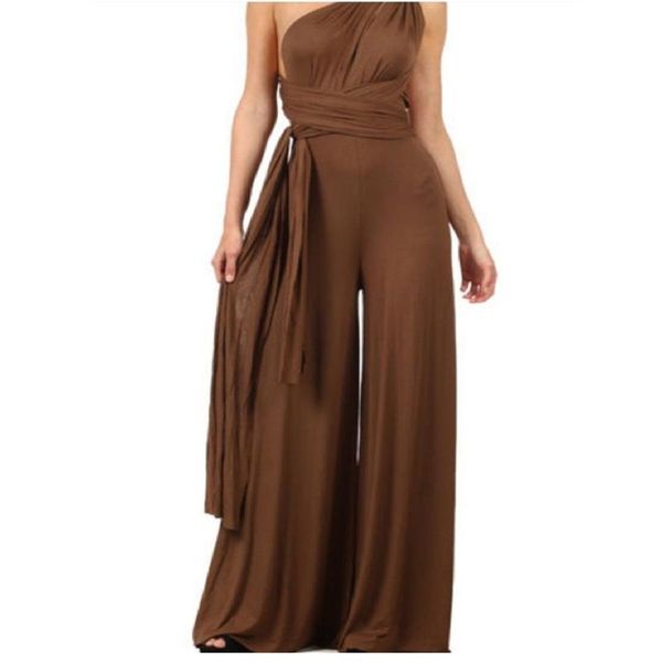 

women's jumpsuits & rompers multiple wearing methods womens casual sleeveless lace-up jumpsuit wide leg pants fashion siamese, Black;white