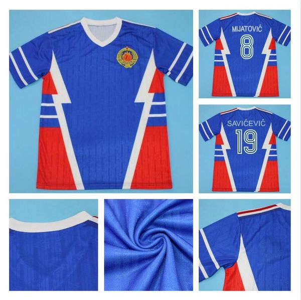 

1990 1991 yugoslavia retro soccer jersey world cup #8 mijatovic #19 savicevic vintage classic 90 91 football shirts thai quality s-2xl, Black;yellow