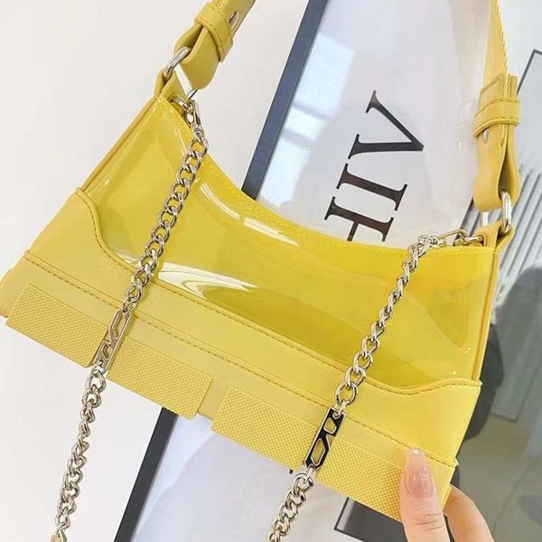 

women transparent summer bags jelly chain handbag small msenger lady portable crossbody girl daily underarm purs