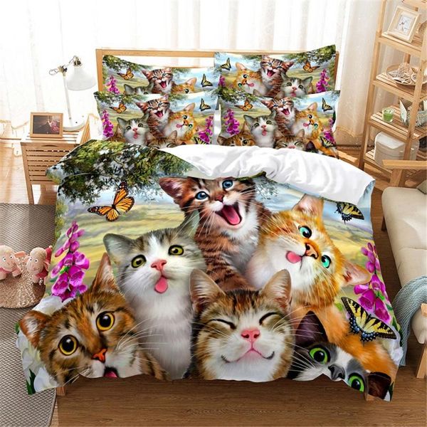 

bedding sets 3d cat set  duvet cover bed cotton bedroom