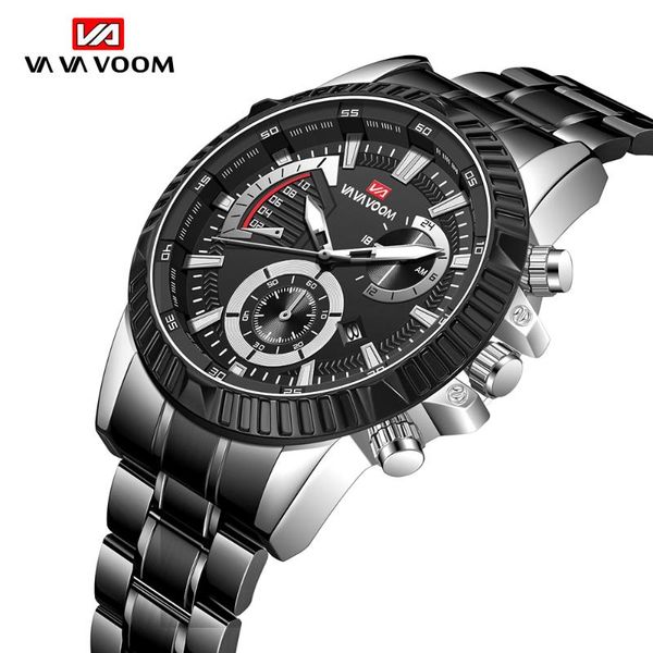 

wristwatches vava voom men watch luminous quartz watches stainless steel business clock relogio masculino, Slivery;brown