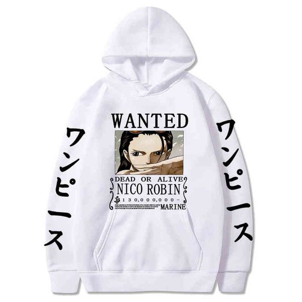 Anime One Piece Robin Felpa con cappuccio da uomo Stampa pullover Harajuku Pullover Felpe manica lunga allentata Streetwear Felpa con cappuccio Top Y1213