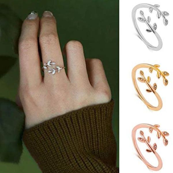 

fashion leaves branch shaped ring for women girls luxury vintage gold silver color wedding bands jewelry accessories party favor