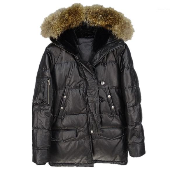 Couro masculino Faux 2021 homens negros longo inverno casaco quente plus size xxxl genuíno espesso couro russo natural casual jaqueta