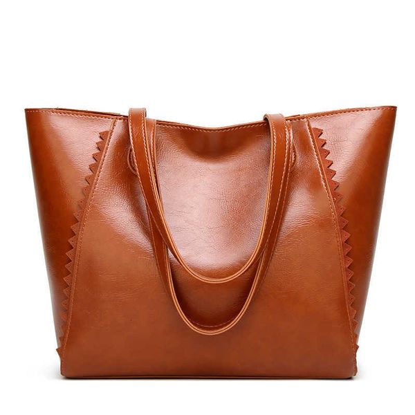 

big 2021 fashion single shoulder oil wax women's hand bag