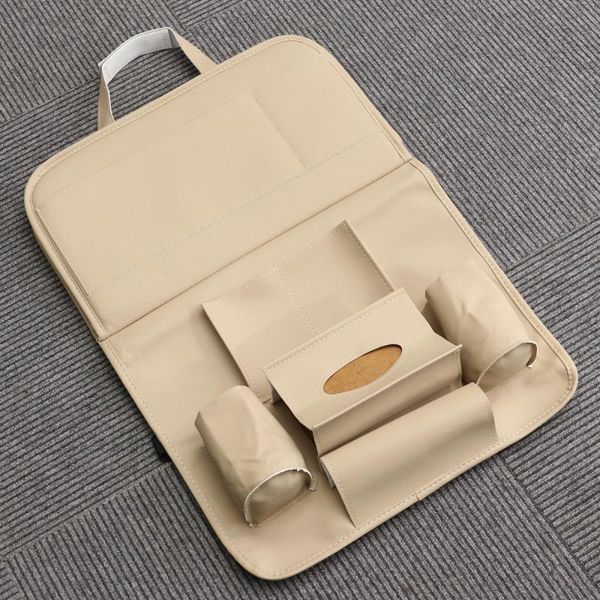 

car back seat organizer multipurpose bottles storage foldable dining table (beige)