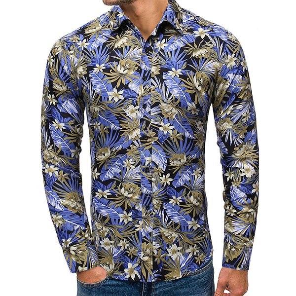 

feather pattern men's long-sleeved shirt comfortable fit fashion travel office party, White;black