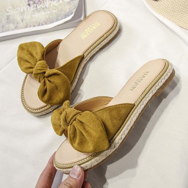 

slippers lorfrcin women sandals summer genuine leather shoes woman flip flops wedges non-slip fashion bowtie female slides ladies, Black