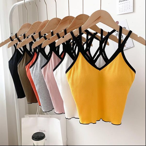 

lingerie underwear crop padded womens tanks bandage spagetti bra soft safety straps for, White