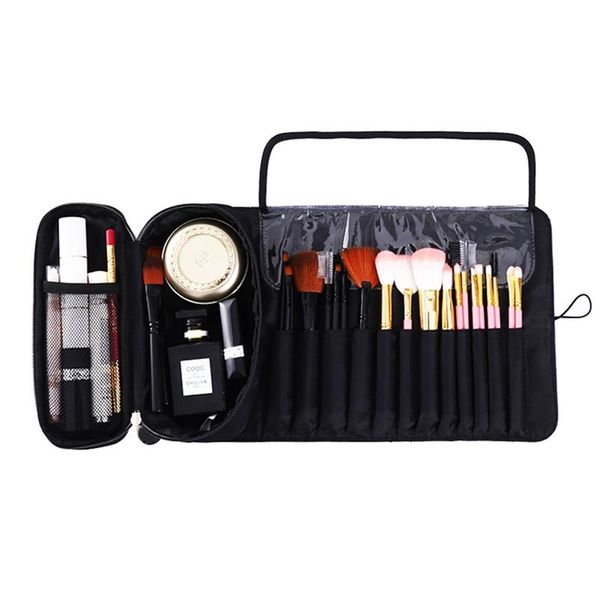 

makeup bag brush box travel large capacity multi-room portable inner zipper cosmetic foldable pack storage bags