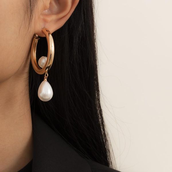 

dangle & chandelier gold silver color geometric circles statement drop earrings femme fashion imitation pearl party earring jewelry for wome