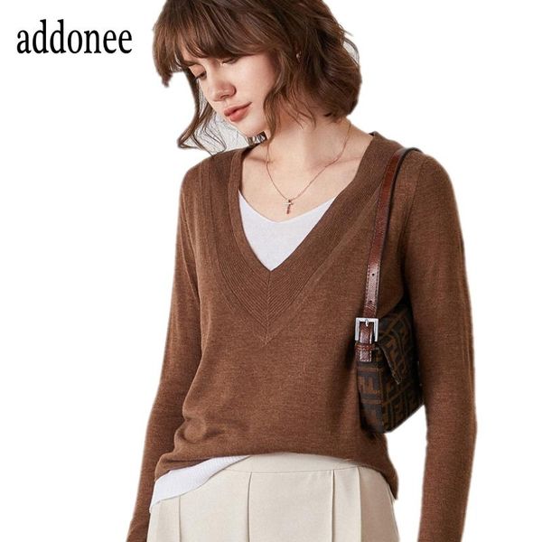 

women's sweaters upscale spring autumn winter 100% cashmere wool women two in one v-neck sweater pullover warm soft comfortable casual, White;black