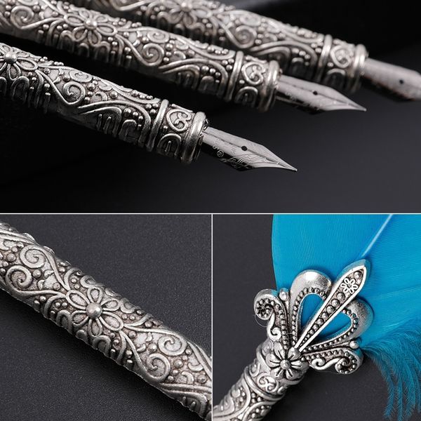 

s2u feather set slant mouth insert calligraphy fountain pens brushwriting writing brushink carving set feather pen european style calligrap