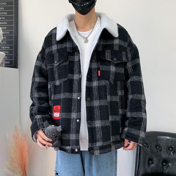 

men's jackets corduroy for men plaid casual down winter thicker warm coats good quality parkas outwear, Black;brown