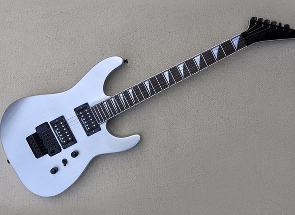 

silver electric guitar with floyd rose,humbuckers pickups,rosewood fretboard