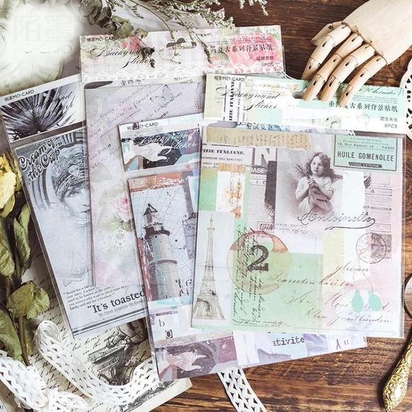 

8sheets/pack journal letters scrapbooking paper stickers set stationery diy craft decoration household supplies gift wrap