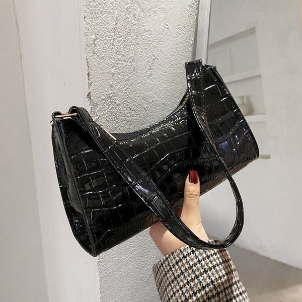 

2021 underarm baguette bags female new high-quality pu leather handbag fashion crocodile zipper shoulder bag womens wallet hbp