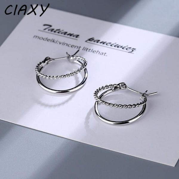 

hoop & huggie ciaxy 925 sterling silver geometric big earrings for woman personality hyperbole style double earring retro simple jewelry, Golden;silver