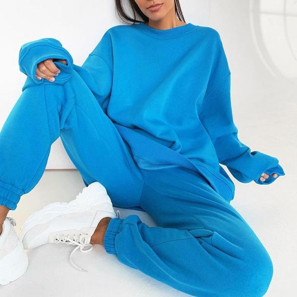 

women's two piece pants tracksuit 2021 oversize hoodie long sleeve+jogging suit female casual sports suits fitness sportswear, White