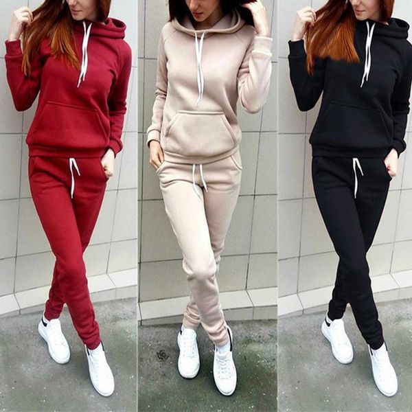 

simple women's autumn sports suit hooded sweatshirts and pants set for exercise nov99 210930, White