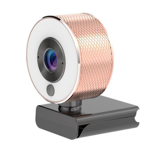 

webcams 2k hd usb dual microphone real-time rose gold webcam computer camera with fill light for pc plug and play