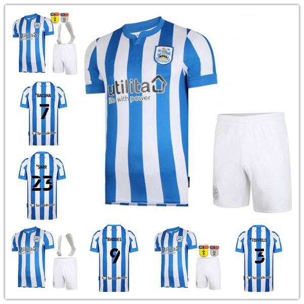 

huddersfield town football jerseys 21 22 #7 bacuna home soccer jersey 2021 2022 #18 mbenza shirt #11 aarons uniform men + kids kit, Black;yellow
