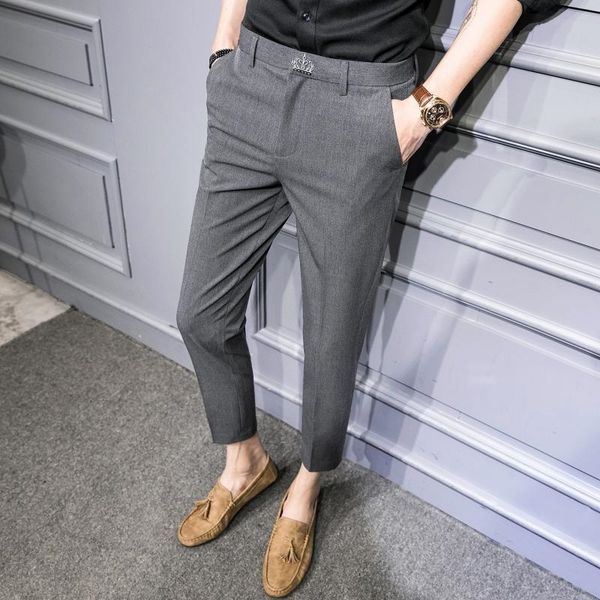 

autumn 2021 new korean casual men's slim fit small foot drop feeling 9-point suit pants men, Black