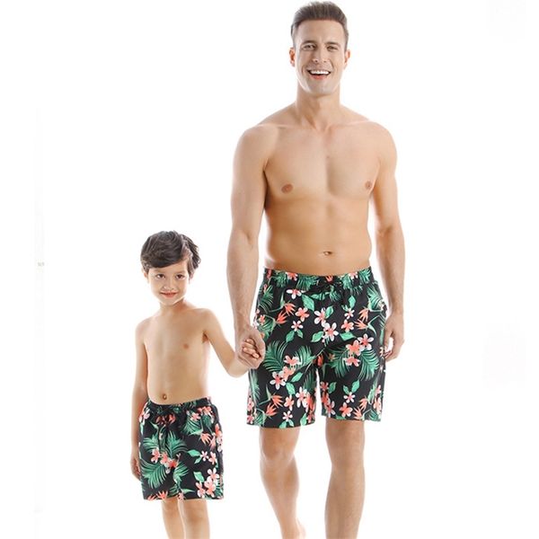 Pai Swim Família Matching Outfits Olha Diz e Filho Menino Swimwear Roupas Roupas Quick-Seco Swimming Shorts Banheira 210417