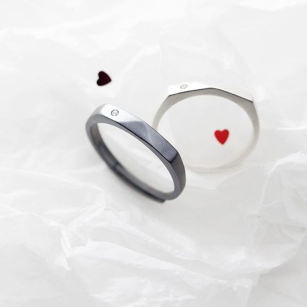 

cluster rings colusiwei real 925 sterling silver fashion frosting couple band simple adjustable finger for women men lover gift jewelry, Golden;silver