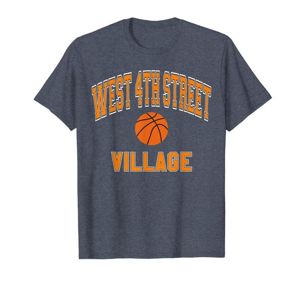 

west 4th street t-shirt - basketball varsity orange print, White;black