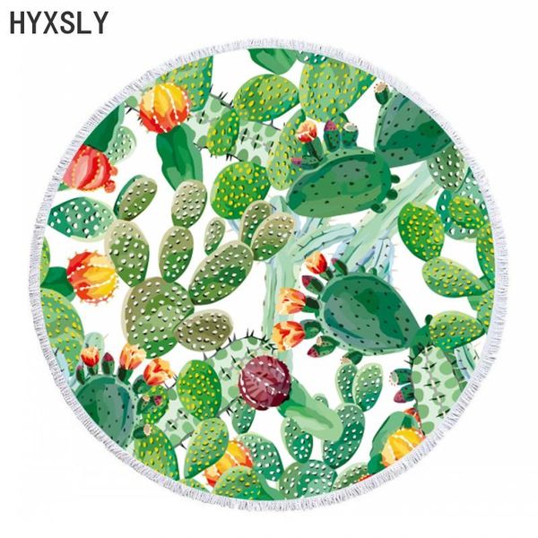 

towel soft cactus plants printing beach creative swimming microfiber bath towels yoga mat shawl blanket round tassel cover