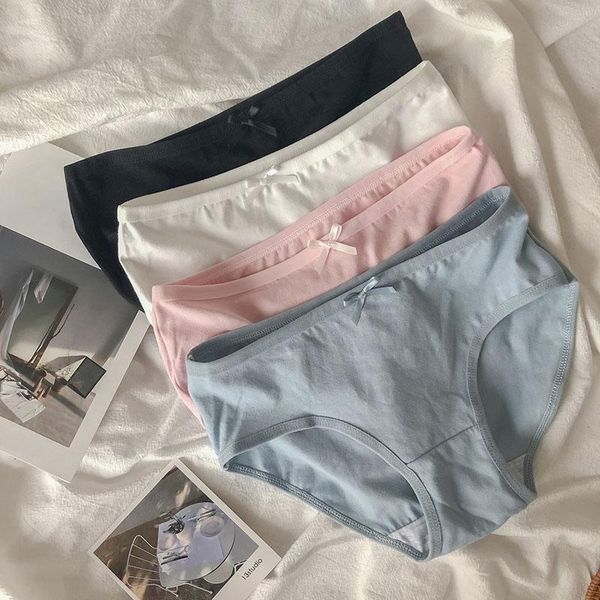 

women's panties cotton female underpants for women briefs underwear plus size pantys lingerie 4solid color, Black;pink