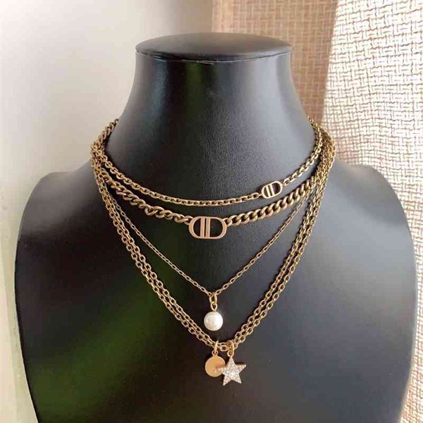 

70% off outlet online family five layer letter necklace neckchain female, Black