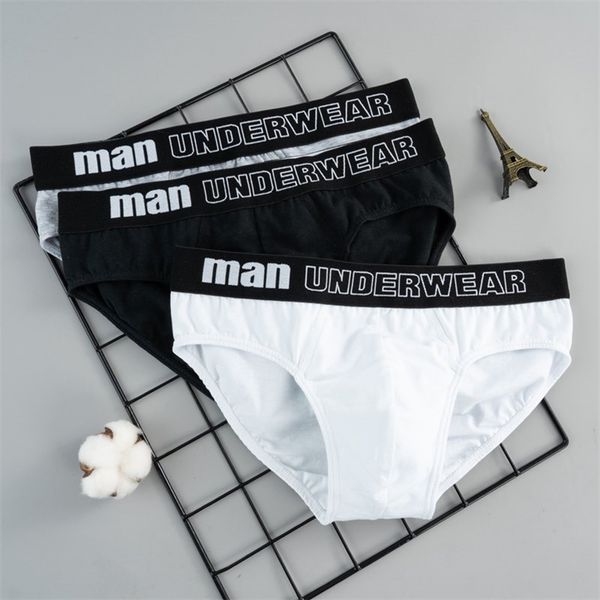 

4pcs/lot men's underwear male solid briefs underpants comfortable cotton panties mens bikini pant men letter briefs 210730, Black;white