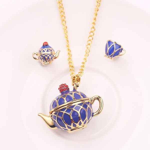 

pendant necklaces fashion hand painted teapot long chain choker enamel necklace jewelry bijoux femme bijuteria gifts for women, Silver