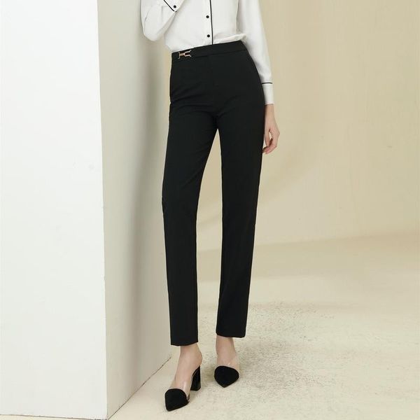 

women's pants & capris 2021 autumn and winter color wild thin cigarette high waist ol trousers plus velvet thickened women, Black;white
