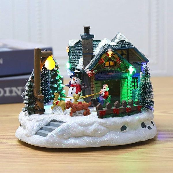 

christmas decorations 2022 village revolving train home decor elk snowman luminous lantern music snow house gifts