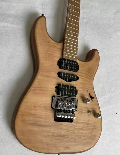 

double tremolo electric guitar, matte paint, charcoal baked wood fingerboard& neck, 24 frets ,can customize