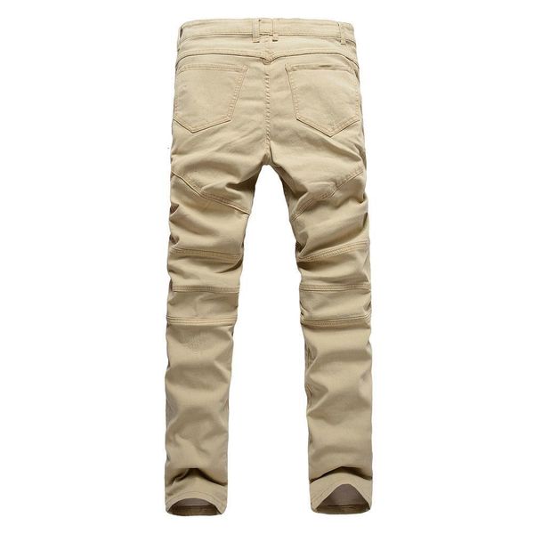 

men's jeans khaki biker pleated design mens ny slim stretch denim pants hip-hop street r pqmg, Blue