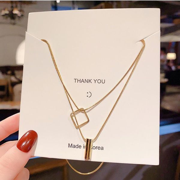 

chains the tide restoring ancient ways is double square necklace women fashion personality charm jewelry gifts, Silver