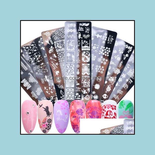 

templates salon health & beautynail - flower butterfly lovers splice plate nail art design stam kits manicure template set drop delivery 202, White