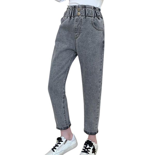 

jeans for girl high waist children's girls solid color children spring autumn clothes, Blue