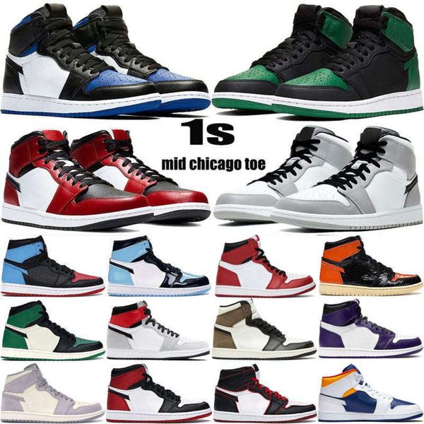 

2021 mens basketball shoes 1 high og mid royal blue 1s black metallic gold unc men women es sports sneakers trainers
